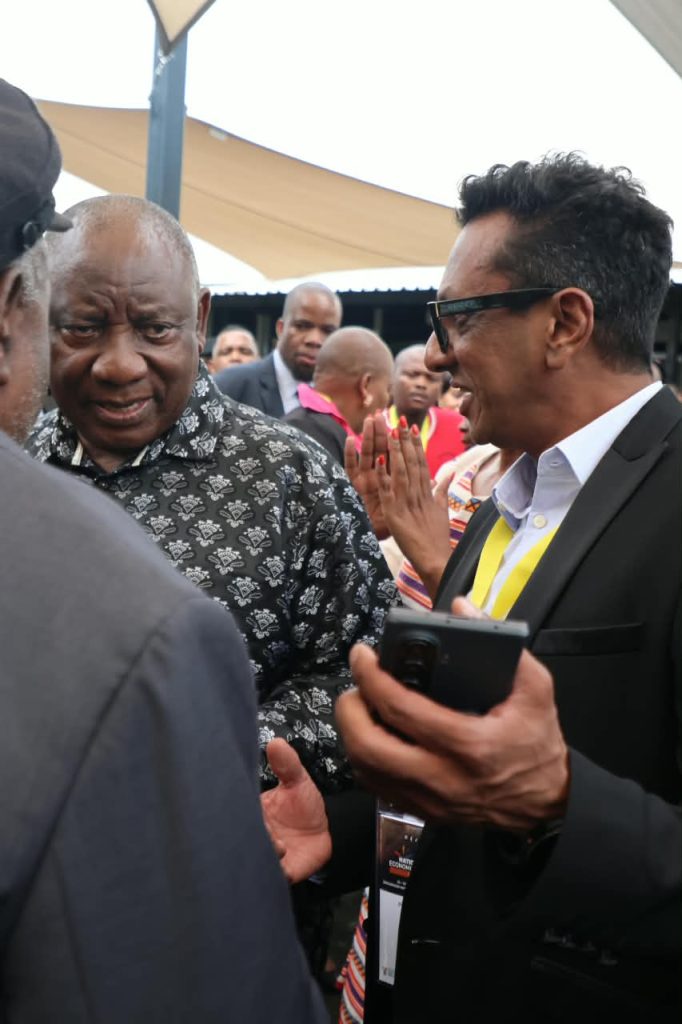 Fund The People founder Praneshan Naidoo engaging President Cyril Ramaphosa at the 2026 National Local Economic Development Summit