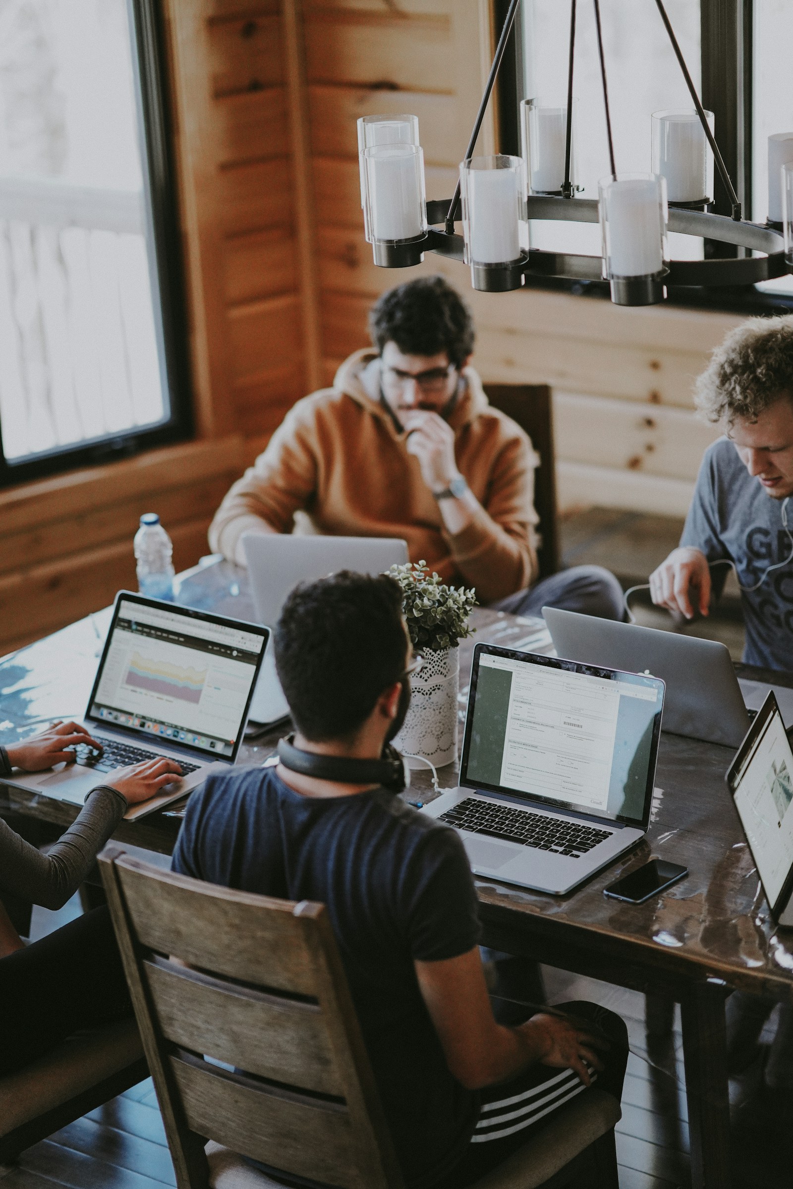 Business colleagues collaborating around a table